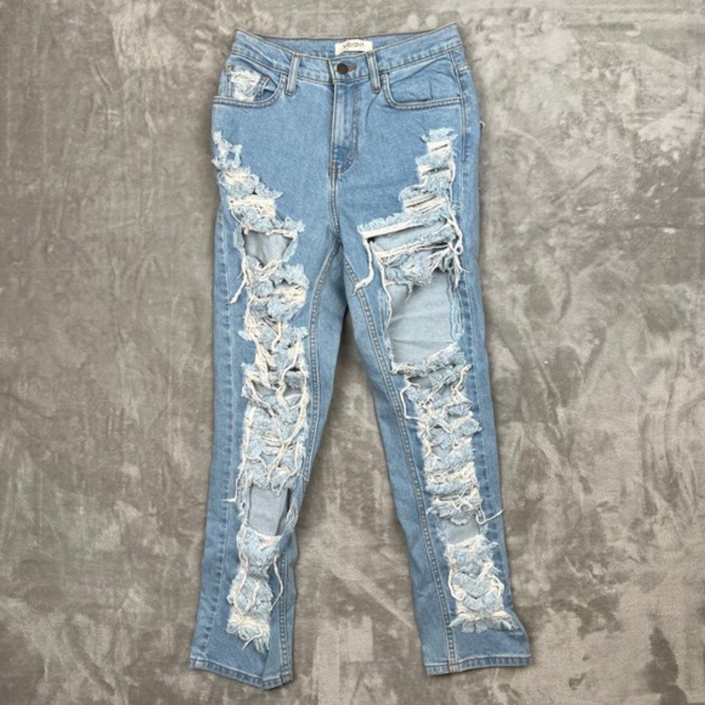 Vibrant Miu Light‎ Wash Distressed Ripped Skinny Jeans Womens Size 5 W26